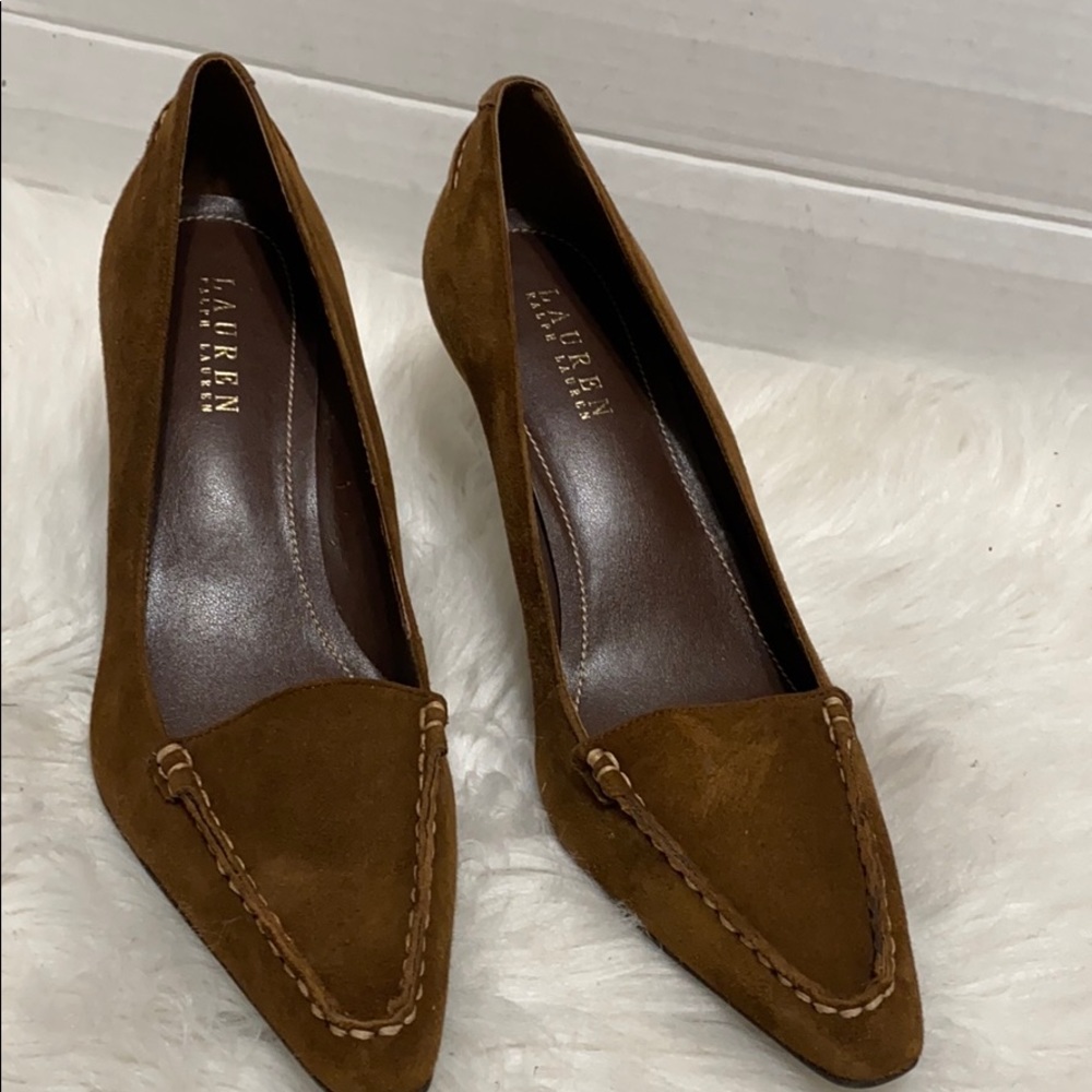 Lauren Ralph Lauren Brown Suede Pointed-Toe Pumps